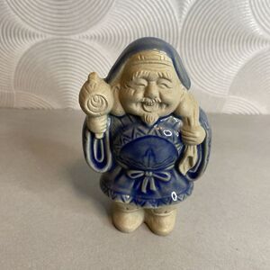 Earthenware Figure Asian Blue‎ Glazed